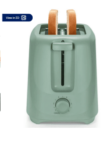 Mainstays 2-Slice Toaster with 6 Shade Settings and Removable Crumb Tray, Sage Green