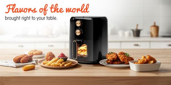 Air Fryer 4-in-1 with 4.5 QT Capacity, Air Fry, Roast, Reheat, Dehydrate, Air Crisp Technology with 400F for hot, crispy results in just minutes