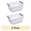 (2 pack) Small Stacking Basket, Open Plastic Bin, Space Saving Organizers, White