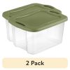 (2 pack) 40 Quart EZ Carry, Plastic Storage Bin, Full-Grip Handles, Green
