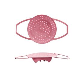 1pc Silicone Steamer Basket Air Holes Design With Feet And Handle For Pan Reusable Silicone Easy To Clean And Store Food Grade Material Steamer (Color: pink)