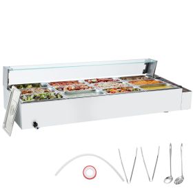 VEVOR Commercial Electric Food Warmer Countertop Buffet 12*5Qt with Glass Shield (Default: Default)