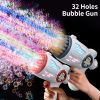 1pc, Bubble Gun, Electric Automatic Soap Rocket Bubble Machine, Portable Outdoor Party Gifts, Wedding Party Supplies, LED Light Blower Playthings