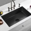 Aqucubic Large Gunmetal Black Handmade 304 Stainless Steel Undermount Kitchen Sink with Accessories