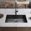 Aqucubic Large Gunmetal Black Handmade 304 Stainless Steel Undermount Kitchen Sink with Accessories